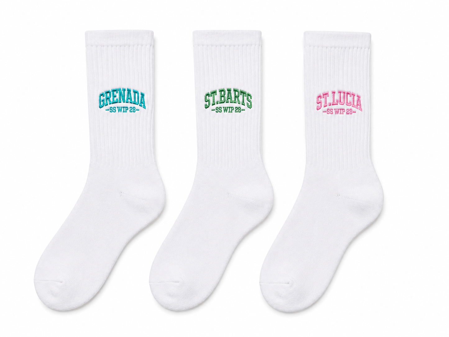 “Island Hopping” Embroidered Jacquard Crew Sock