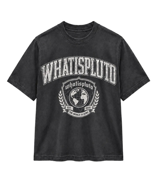 “Collegiate” Grunge Crest Graphic T-Shirt