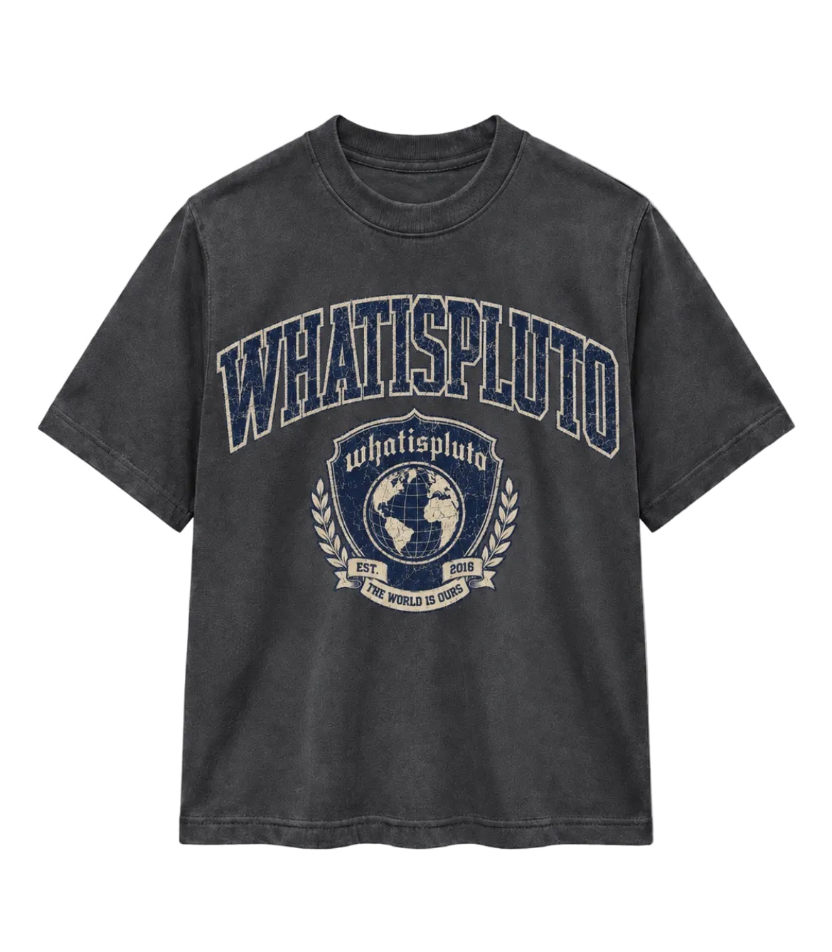 “Collegiate” Grunge Crest Graphic T-Shirt