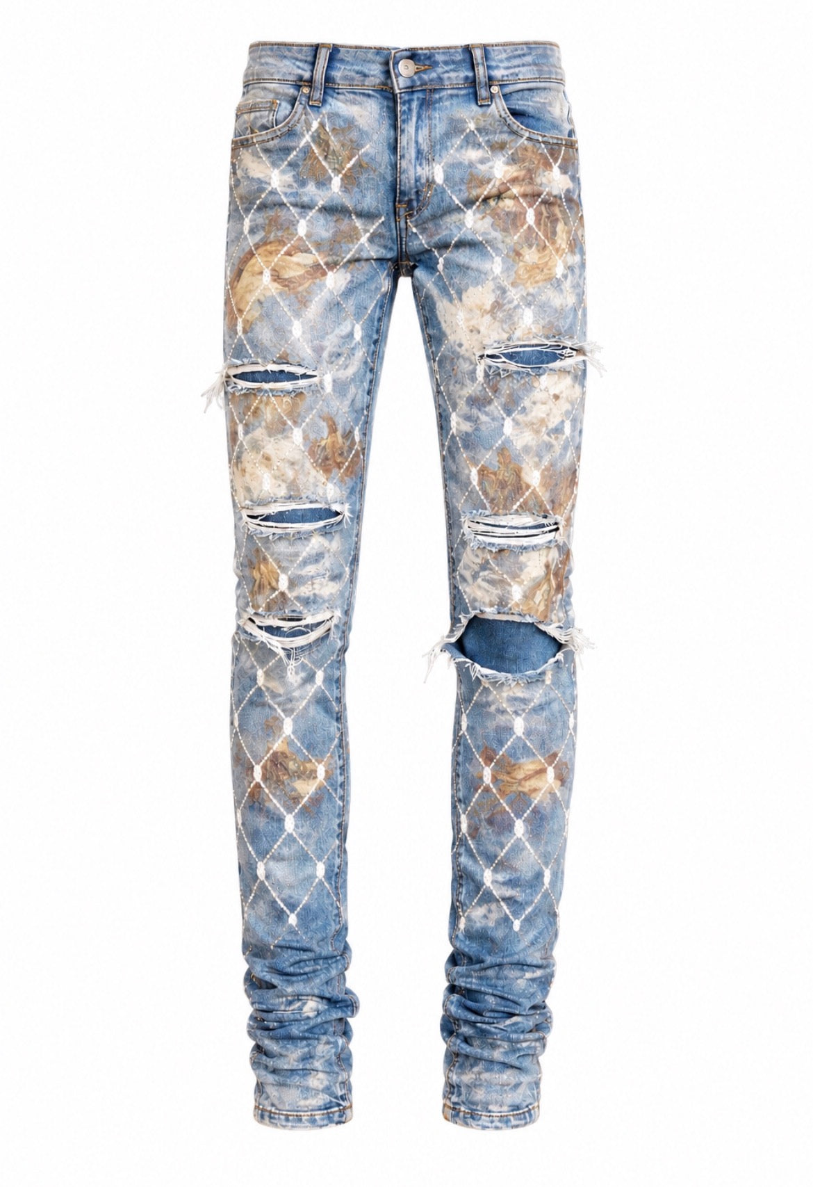 “Concrete Jungle” Printed Biker Jean