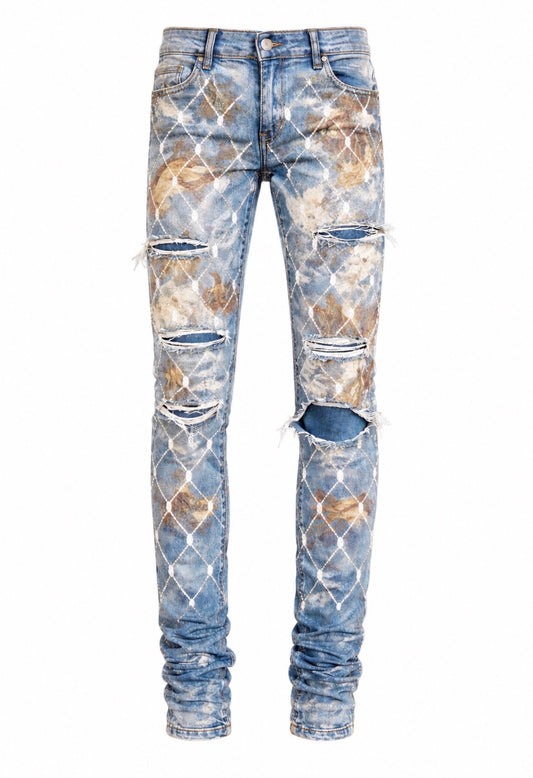 “Concrete Jungle” Printed Biker Jean