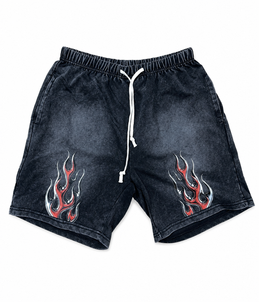 “Chrome Flame” Distressed Vtg Dye Short